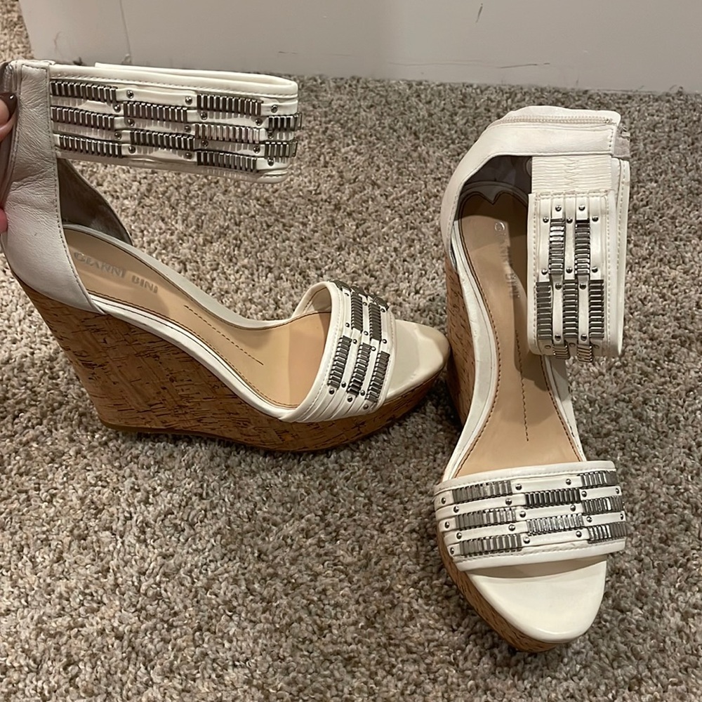 White studded wedges